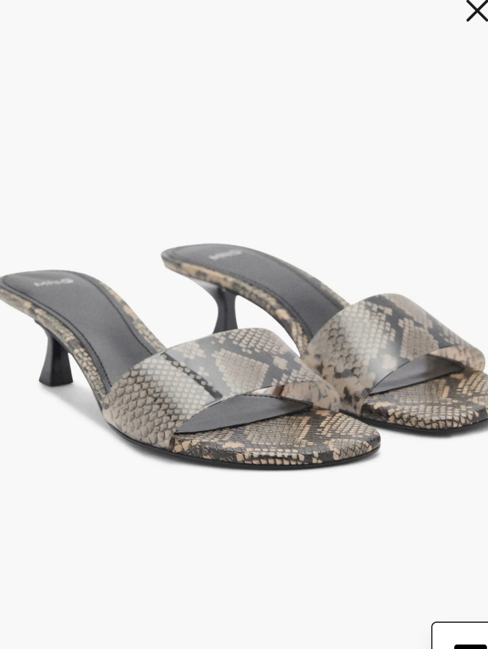 NWT Mango Snake Print Kitten Heel Sandals